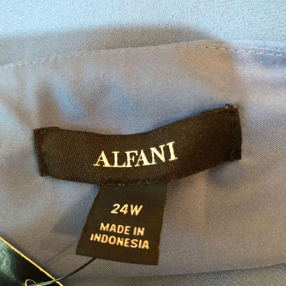 New Alfani Plus Size 24W Soft Cobalt Blue Flutter Sleeve Wrap Belted Dress 24 W - Picture 7 of 10